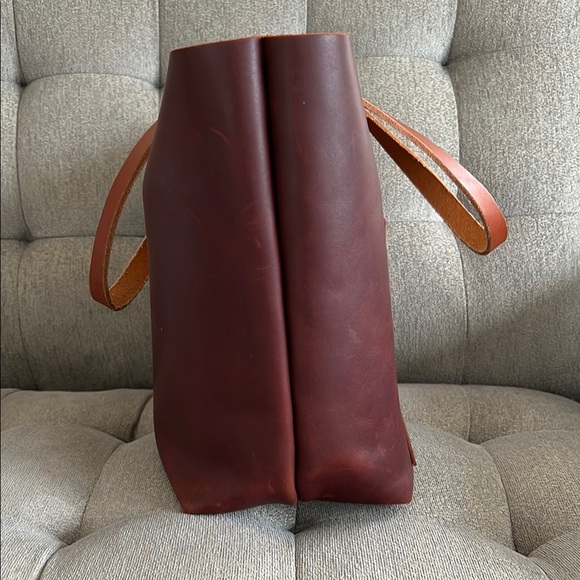 Portland Leather Classic Leather Large Tote Bag Cognac with Tandles - Picture 4 of 13